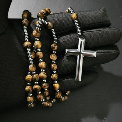 Prayer Rosary | Natural Stone Bead & Elegant Cross