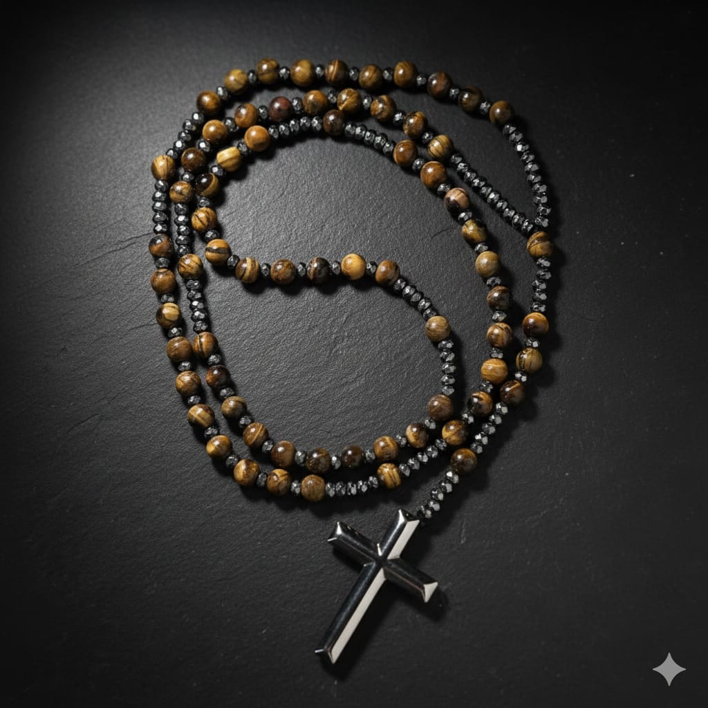 Prayer Rosary | Natural Stone Bead & Elegant Cross