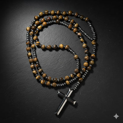 Prayer Rosary | Natural Stone Bead & Elegant Cross