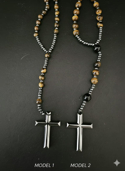 Prayer Rosary | Natural Stone Bead & Elegant Cross