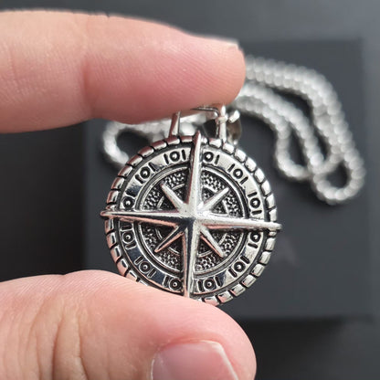 Vintage Viking Compass Pendant Necklaces For Men