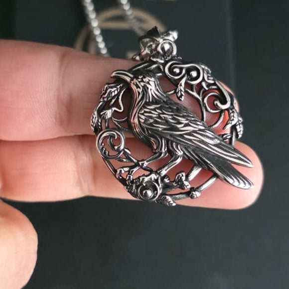 Raven Pendant Necklace for Women