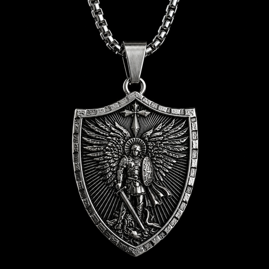 Archangel Michael Shield Necklace for Men.