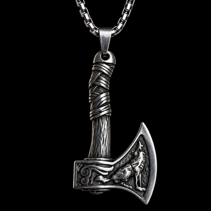 Viking Axe Necklace for Men – Double-Sided Norse Warrior Pendant | Stainless Steel