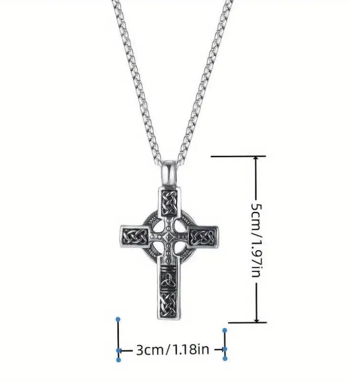 Carved viking cross pendant necklace, - Ed&Ta