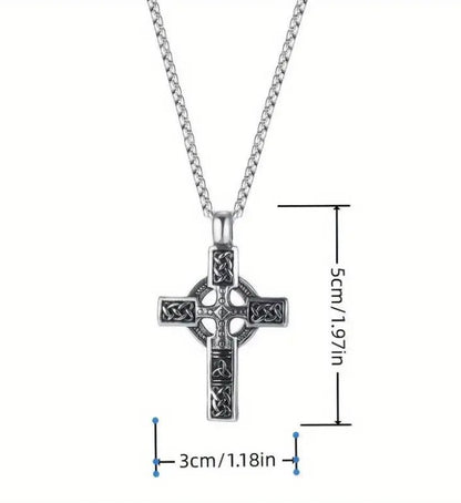 Carved viking cross pendant necklace, - Ed&Ta