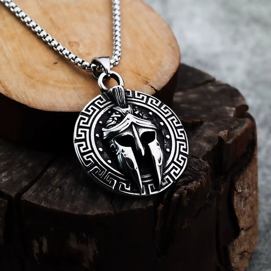 Spartan (Corinthian) Helmet Pendant Necklace - Stainless Steel Greek Warrior Jewelry - Mythology and Strength Gift