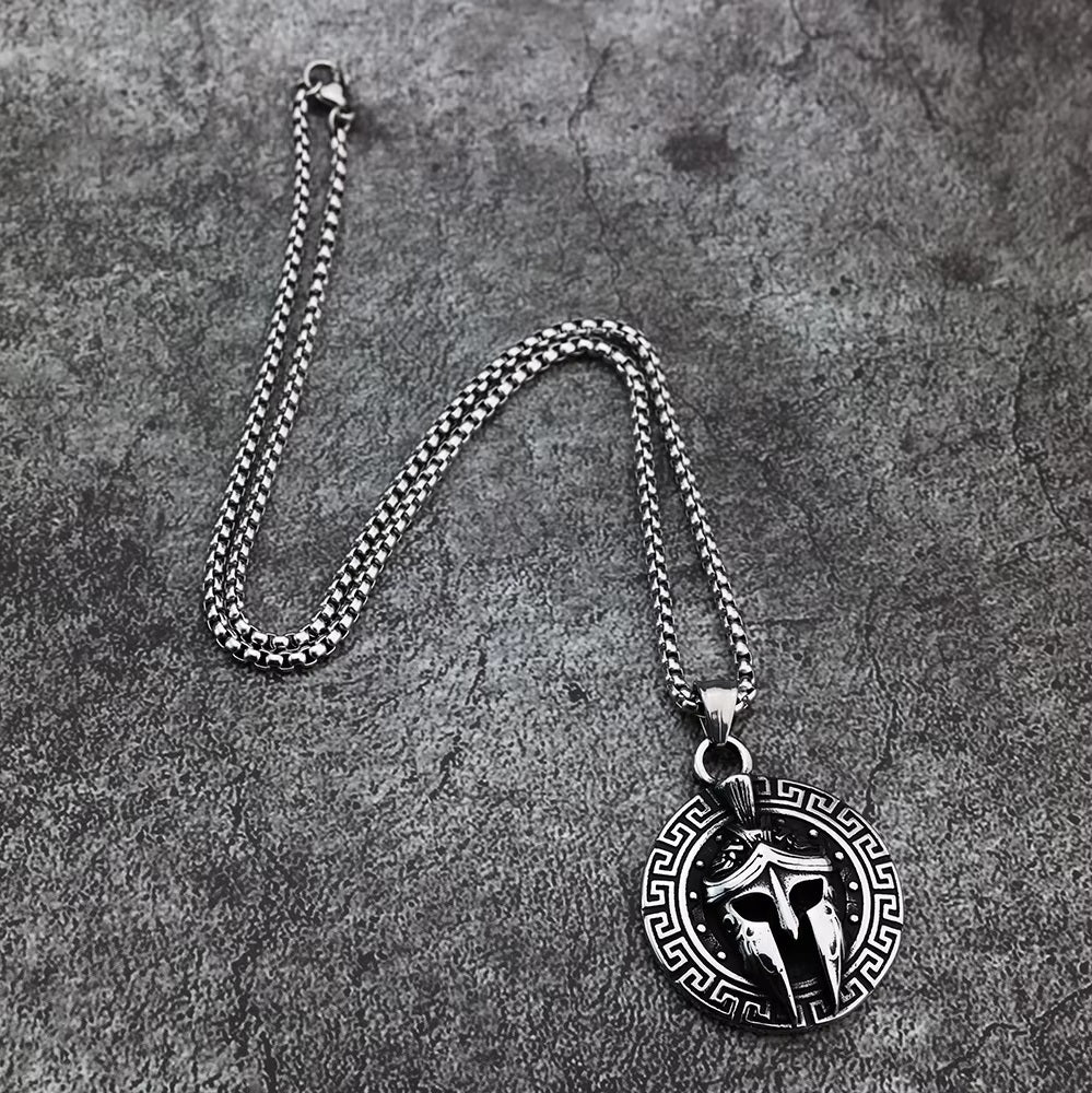 Spartan (Corinthian) Helmet Pendant Necklace - Stainless Steel Greek Warrior Jewelry - Mythology and Strength Gift