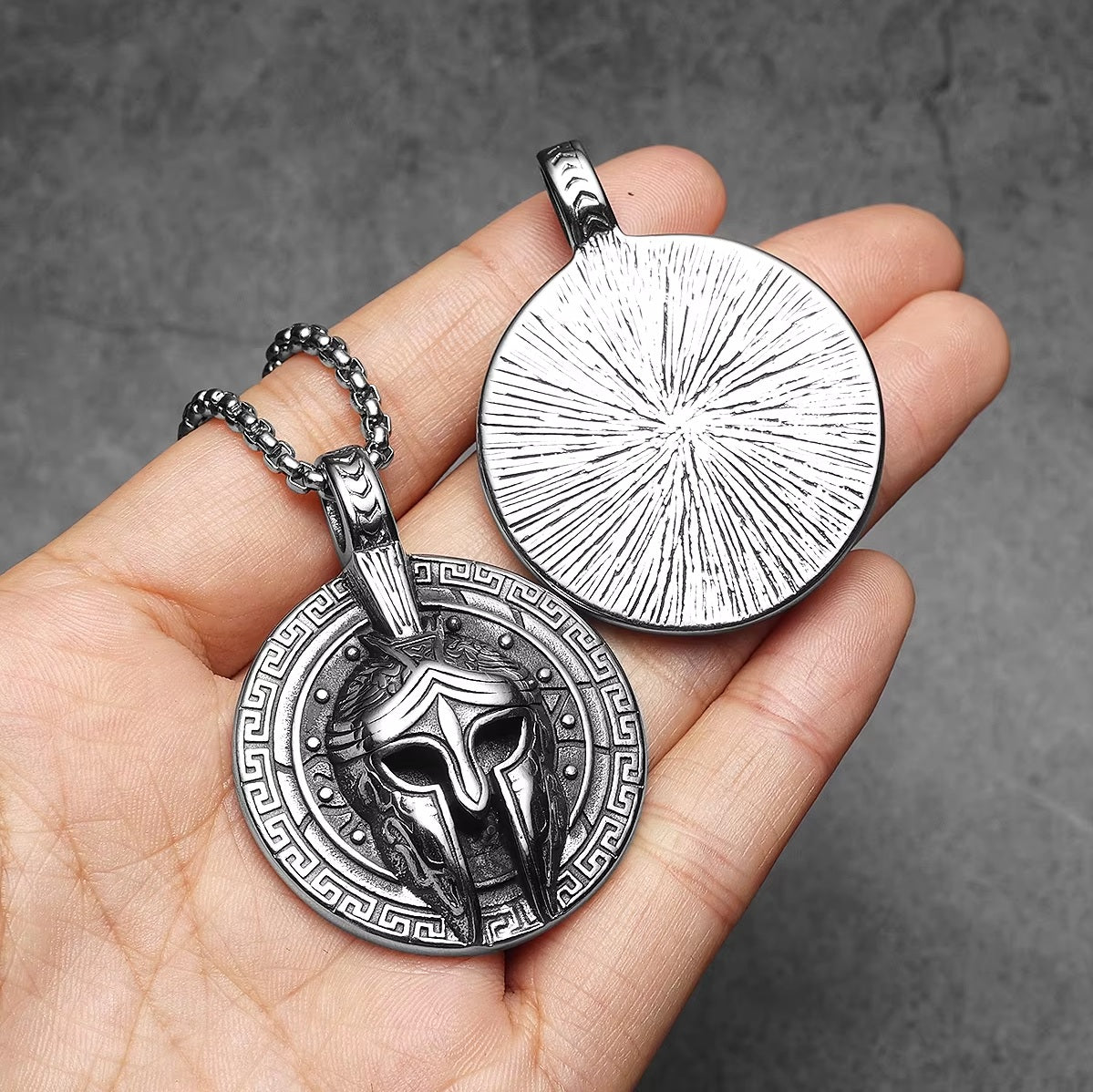 Spartan (Corinthian) Helmet Pendant Necklace - Stainless Steel Greek Warrior Jewelry - Mythology and Strength Gift