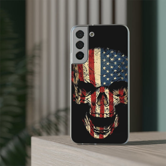 Cell phone case with skull and flag of the United States. - Ed&Ta