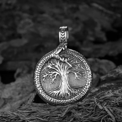 Tree of Life Pendant Necklace with helm of awe - Retro Punk Style for Men