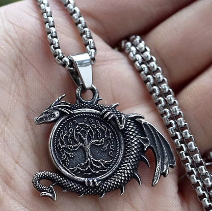 Viking Nordin Pendant Tree of Life and Dragon