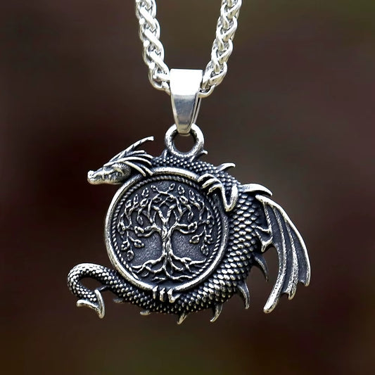 Viking Nordin Pendant Tree of Life and Dragon