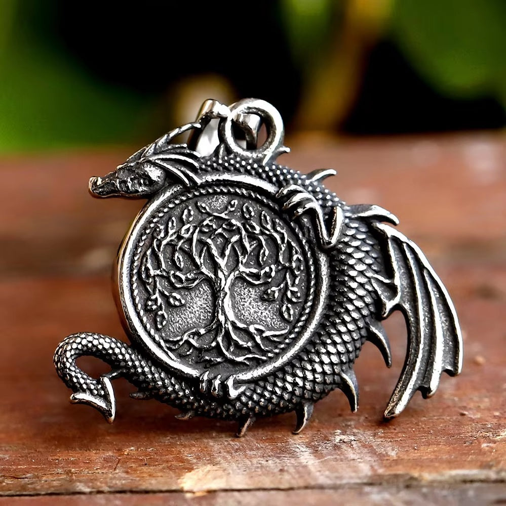 Viking Nordin Pendant Tree of Life and Dragon