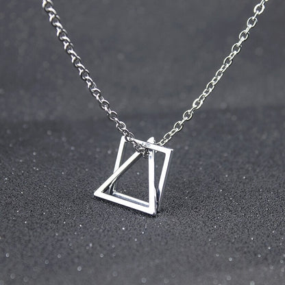 Trendy Interlocking Square Triangle Pendant Fo Geometric Stacking Streetwear Hip Pop Rock Necklace