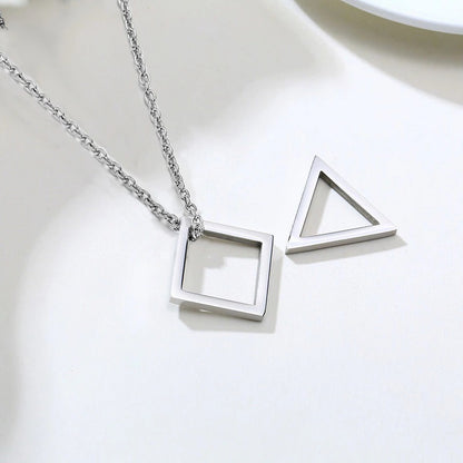 Trendy Interlocking Square Triangle Pendant Fo Geometric Stacking Streetwear Hip Pop Rock Necklace