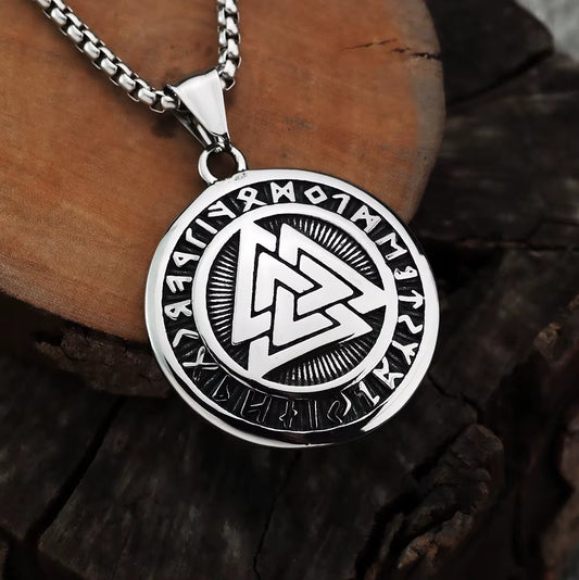 Viking Runic Pendant. Valknut