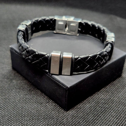 Simple woven stainless steel leather bracelet men's jewelry bracelet