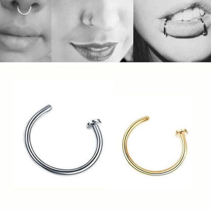 Fashion C Shape Stainless Steel Plating Nose Ring - Ed&Ta