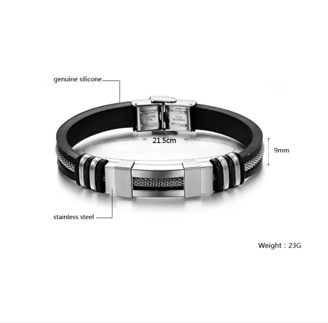 Fashion Solid Color Stainless Steel Silica Gel Plating Men'S Bangle - Ed&Ta