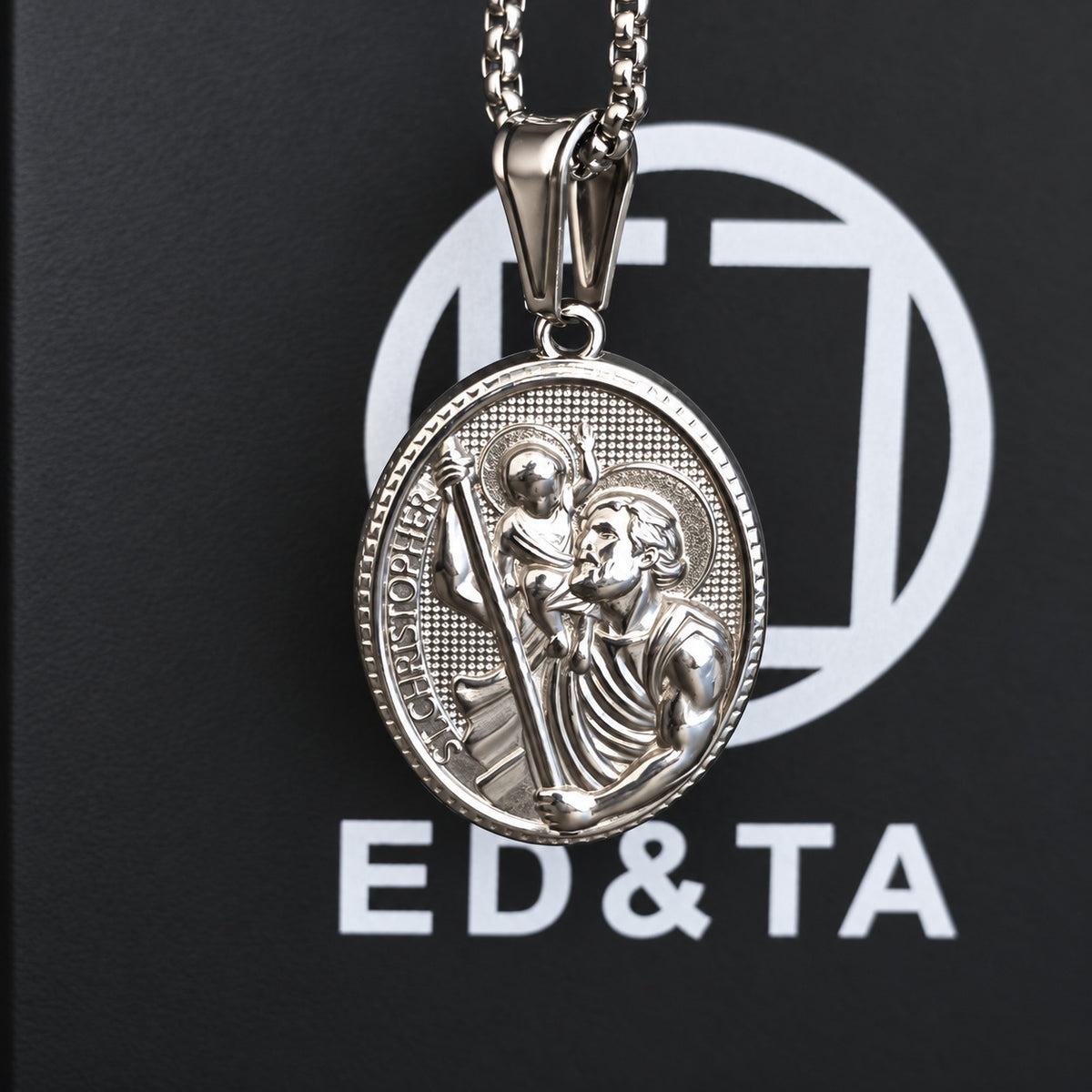 St. Christopher Necklace for Men – Stainless Steel Religious Medal Pendant
