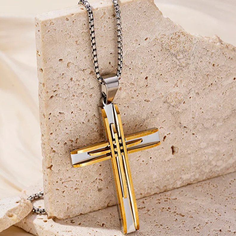 Gold and silver cross necklace. - Ed&Ta