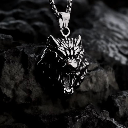 Vintage Viking Wolf Head Pendant for Men.