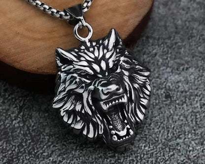 Vintage Viking Wolf Head Pendant for Men.