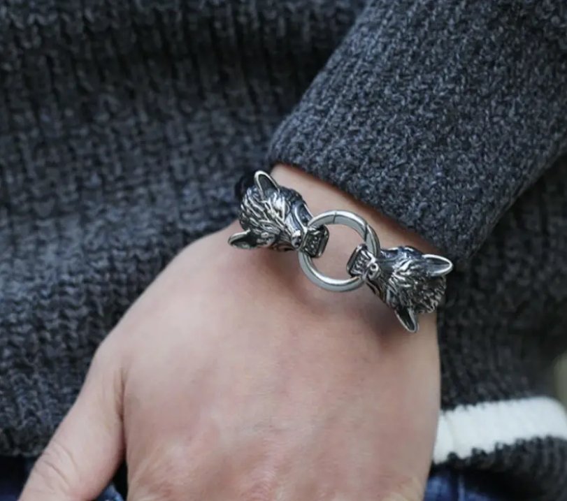 Men's bracelet, Viking design, Wolves - Ed&Ta