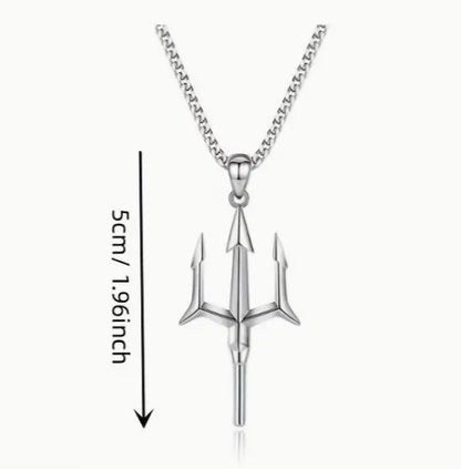 Men's Stainless Steel Poseidon Trident Pendant Necklace Gift. - Ed&Ta