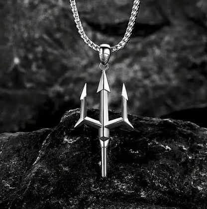 Men's Stainless Steel Poseidon Trident Pendant Necklace Gift. - Ed&Ta