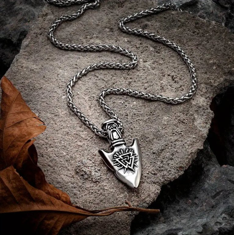 Men's Viking Triangular Trinity Rune Shield Necklace Double Sided Amulet Nordic Compass Pendant Slavic Jewelry Gift - Ed&Ta