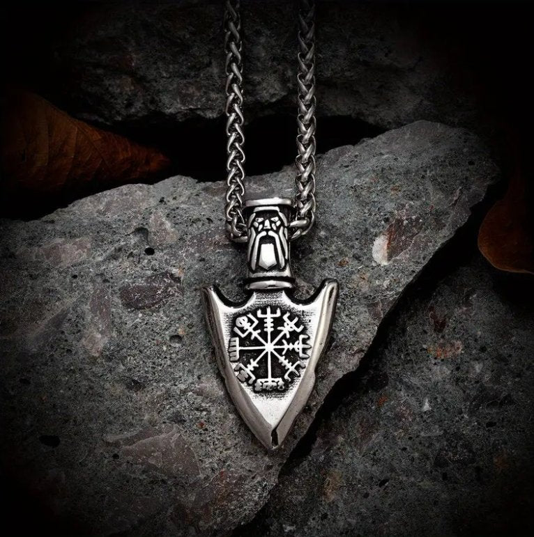 Men's Viking Triangular Trinity Rune Shield Necklace Double Sided Amulet Nordic Compass Pendant Slavic Jewelry Gift - Ed&Ta