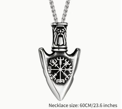 Men's Viking Triangular Trinity Rune Shield Necklace Double Sided Amulet Nordic Compass Pendant Slavic Jewelry Gift - Ed&Ta