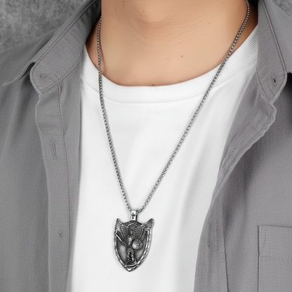 St. Michael Archangel Shield Pendant Stainless Steel Necklace | Divine Protection & Unique Style