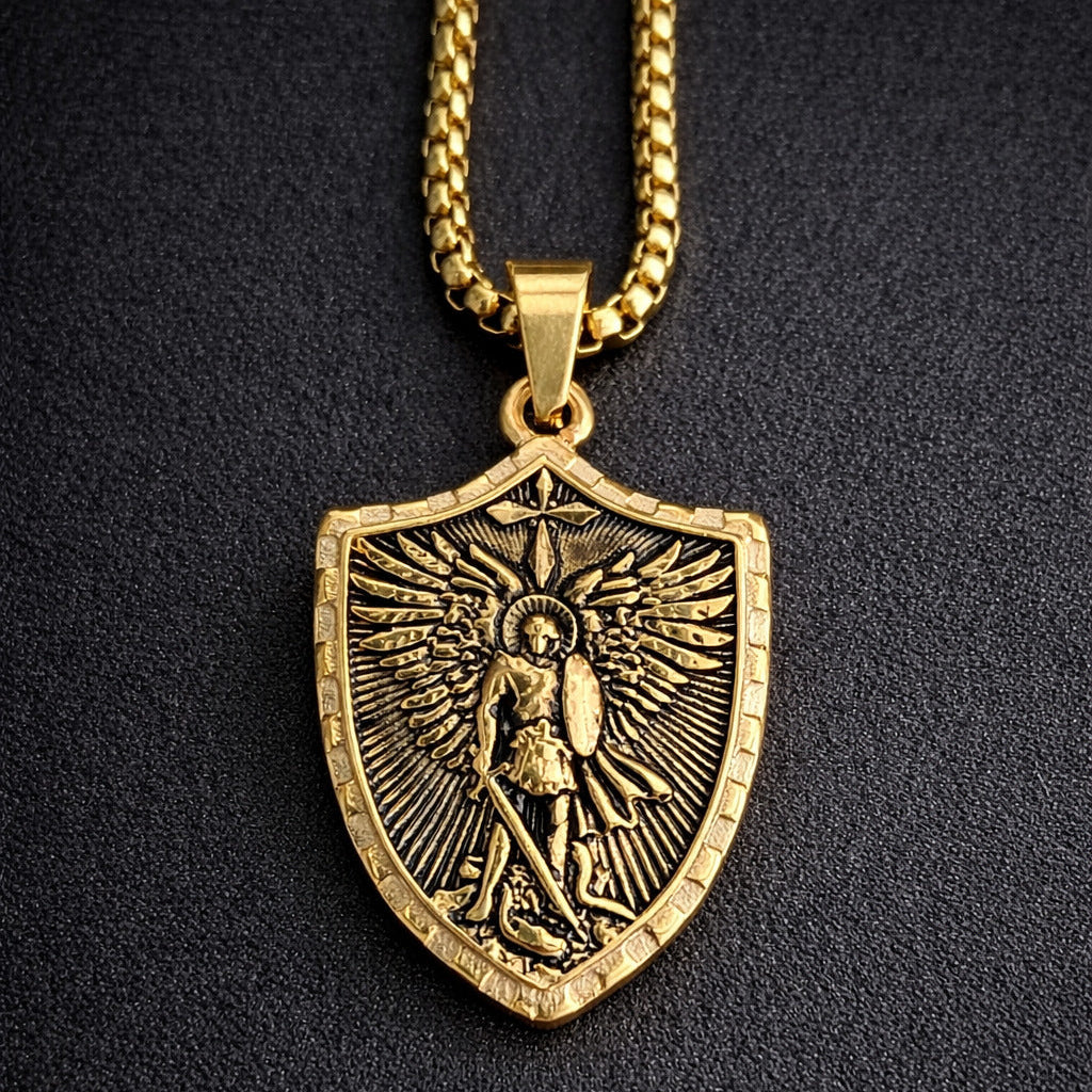 Archangel Michael Shield Necklace for Men.