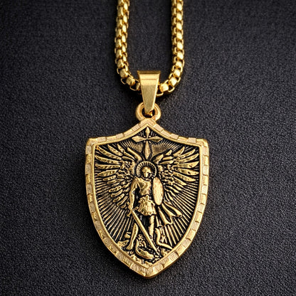 Archangel Michael Shield Necklace for Men.