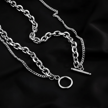 Double Chain Titanium Steel Necklace for Men | Modern Urban Style Unisex
