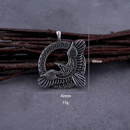 Odin's Raven Necklace for Men – Huginn & Muninn Norse Viking Pendant | Stainless Steel