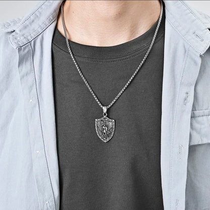 Archangel Michael Shield Necklace | Men's Spiritual Protection.