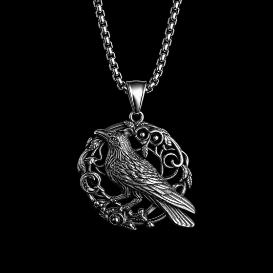 Raven Pendant Necklace for Women
