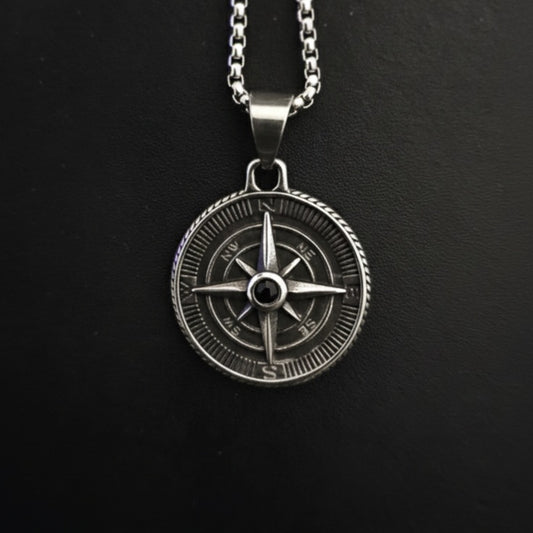 Stainless Steel Compass Pendant – Premium Men's Jewelry