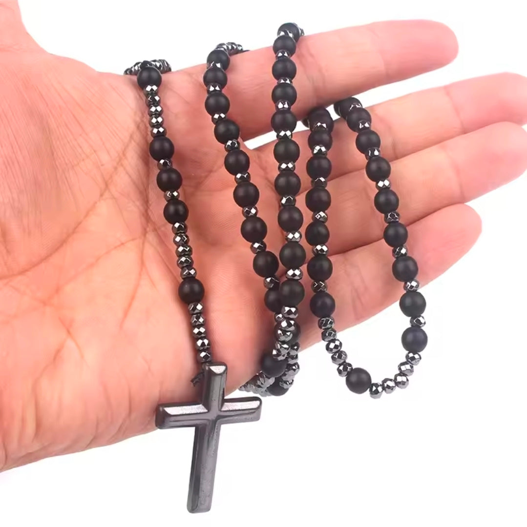 Prayer Rosary | Natural Stone Bead & Elegant Cross