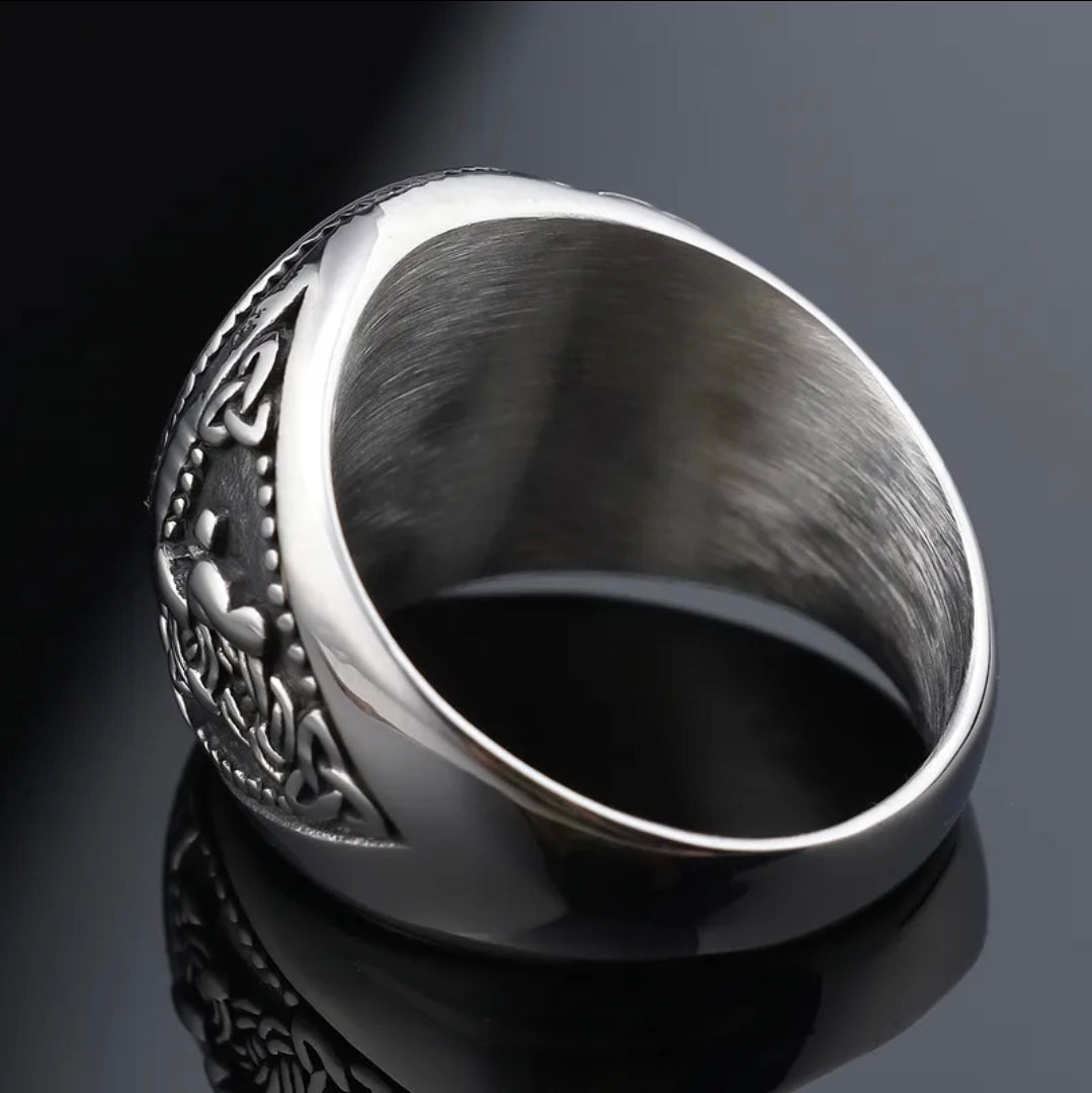 Norse Protection Stainless Steel Ring | Helm of Awe Viking Symbol Jewelry