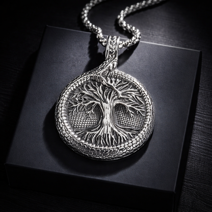 Tree of Life Pendant Necklace with helm of awe - Retro Punk Style for Men