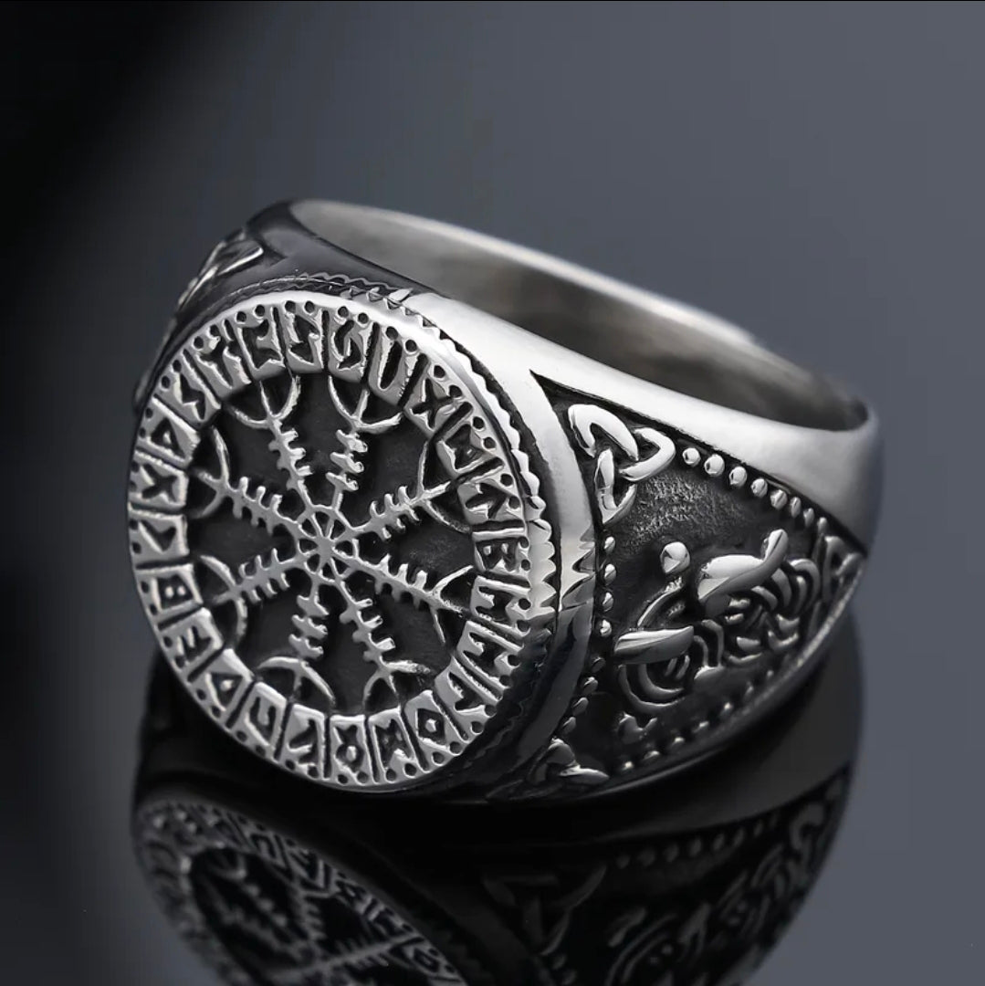 Norse Protection Stainless Steel Ring | Helm of Awe Viking Symbol Jewelry