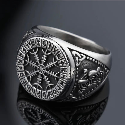Norse Protection Stainless Steel Ring | Helm of Awe Viking Symbol Jewelry