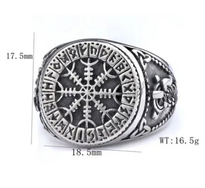 Norse Protection Stainless Steel Ring | Helm of Awe Viking Symbol Jewelry