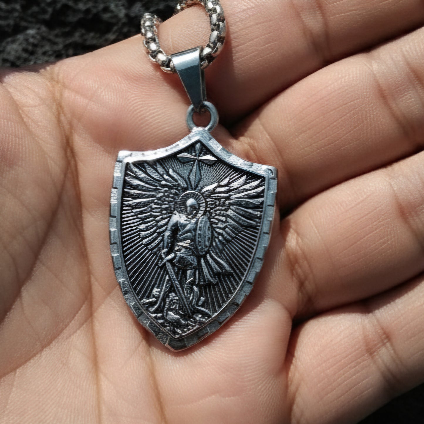 Archangel Michael Shield Necklace | Men's Spiritual Protection.