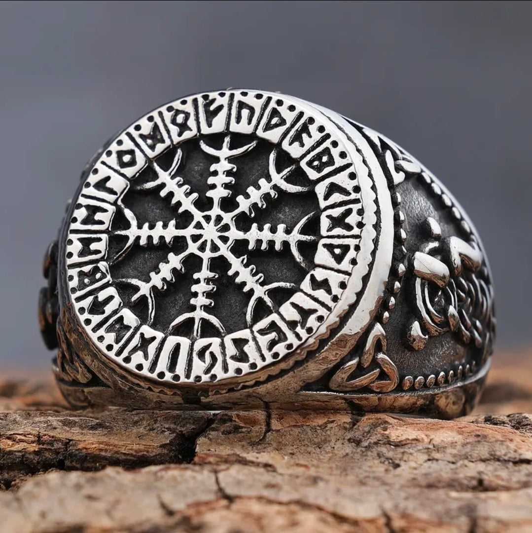 Norse Protection Stainless Steel Ring | Helm of Awe Viking Symbol Jewelry